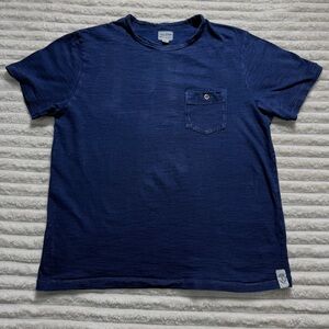 Todd Snyder Men's Navy Blue Cotton Crew Neck Pocket Short Sleeve T-Shirt Size L